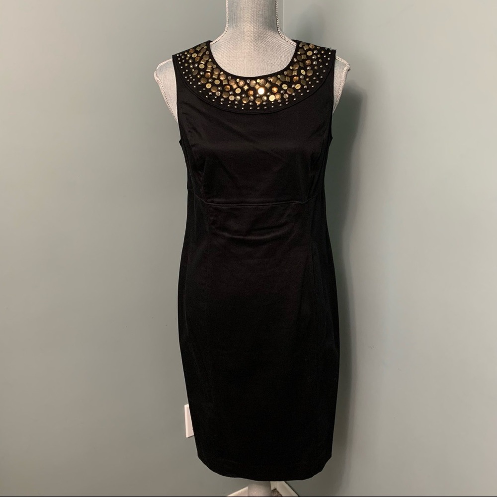 Black, dramatic neckline, cocktail/event sleeveless dress - US 6